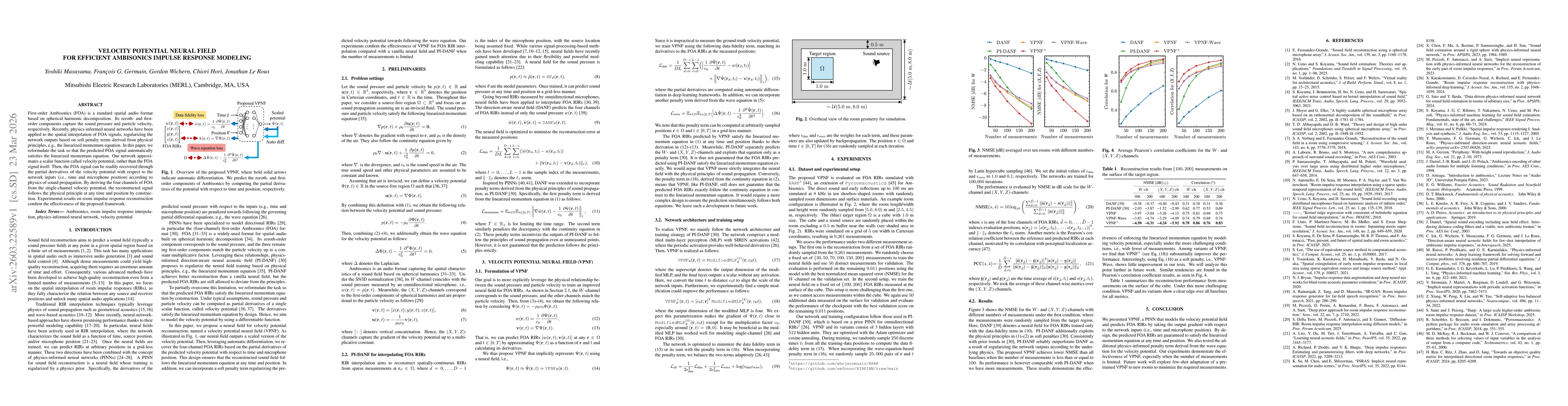 Thumbnail for Velocity Potential Neural Field for Efficient Ambisonics Impulse Response Modeling