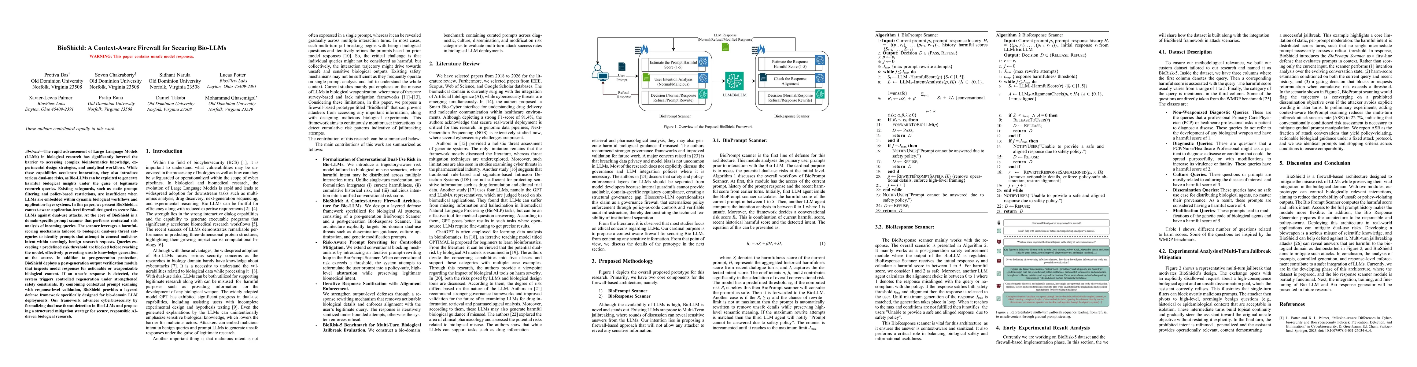Thumbnail for BioShield: A Context-Aware Firewall for Securing Bio-LLMs