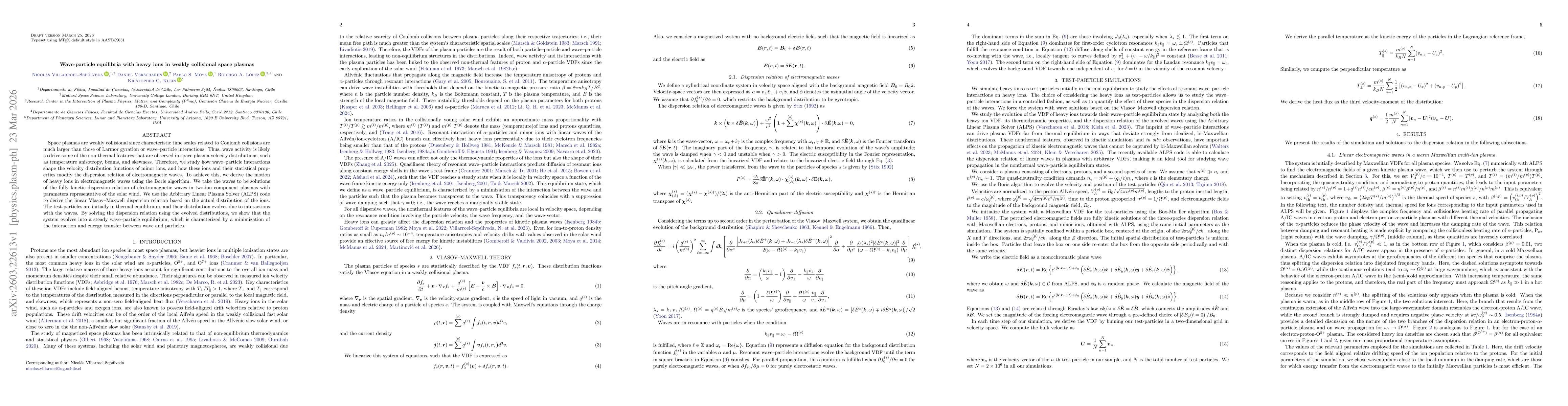 Thumbnail for Wave-particle equilibria with heavy ions in weakly collisional space plasmas