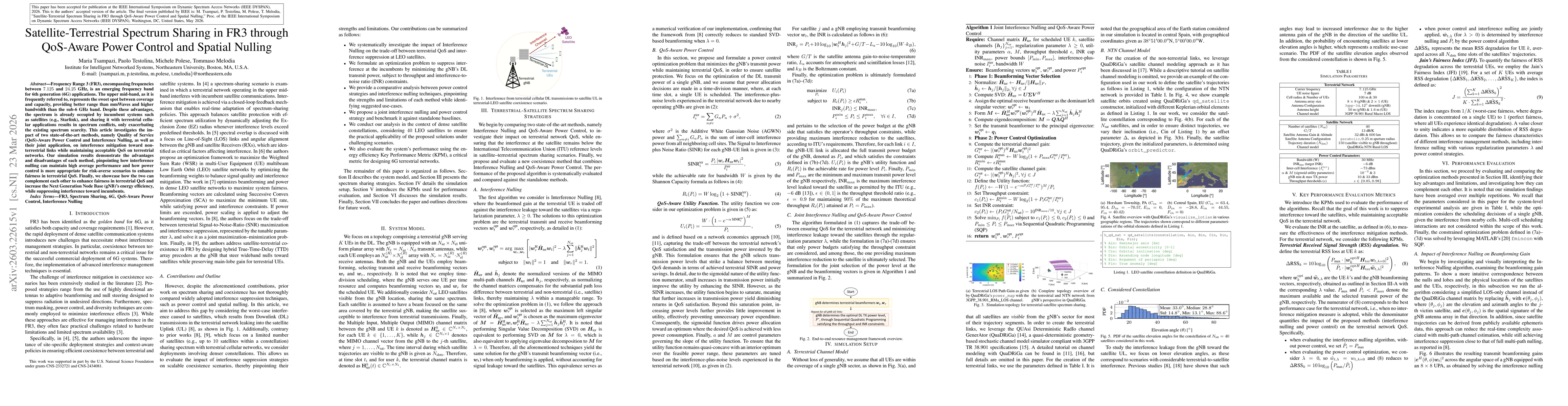 Thumbnail for Satellite-Terrestrial Spectrum Sharing in FR3 through QoS-Aware Power Control and Spatial Nulling