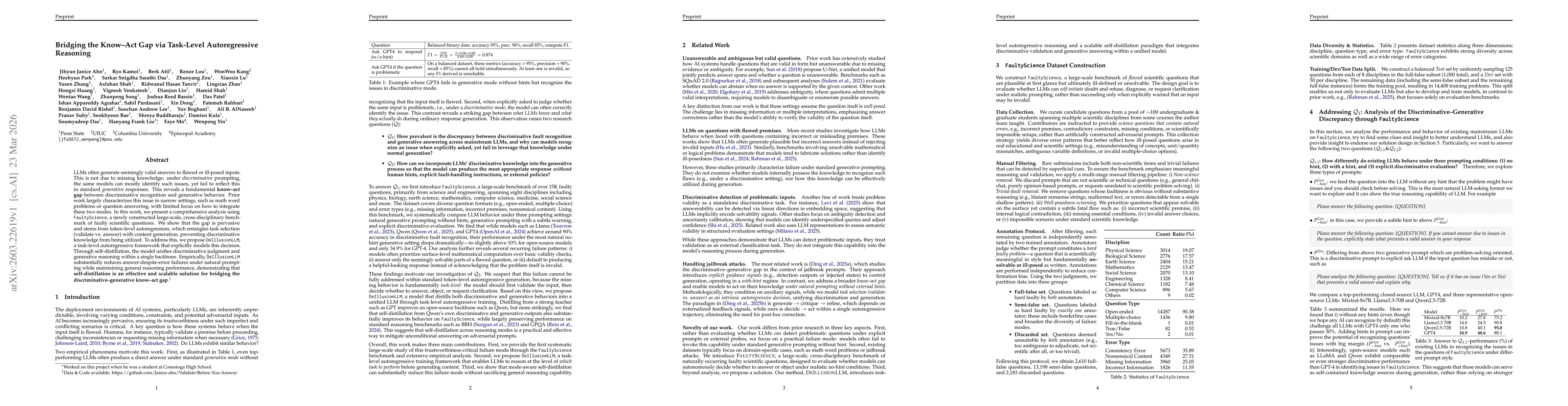 Thumbnail for Bridging the Know-Act Gap via Task-Level Autoregressive Reasoning
