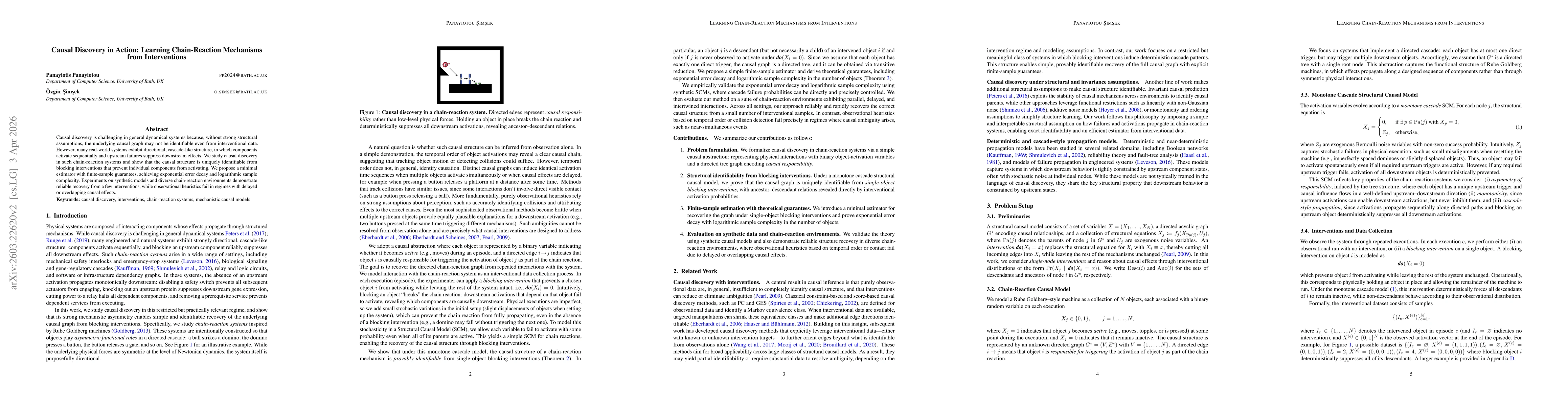 Thumbnail for Causal Discovery in Action: Learning Chain-Reaction Mechanisms from Interventions