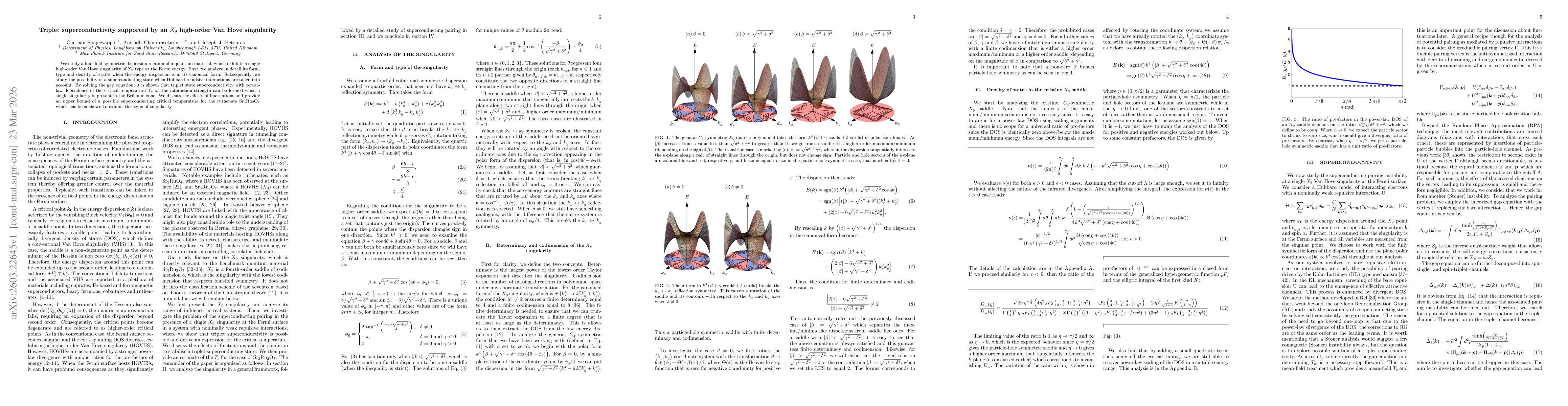 Thumbnail for Triplet superconductivity supported by an X$_9$ high-order Van Hove singularity