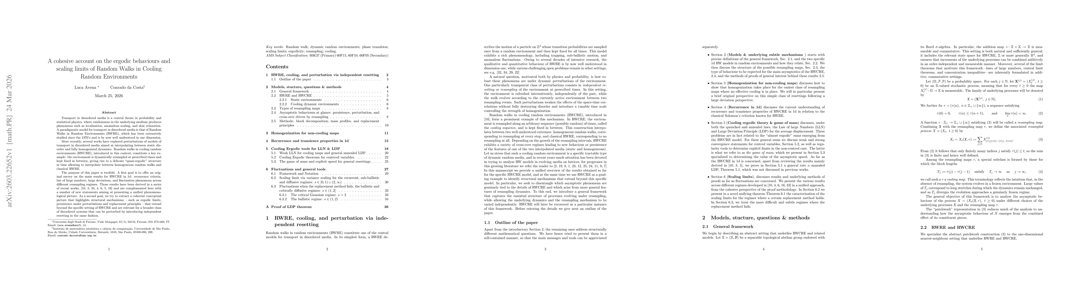 Thumbnail for A cohesive account on the ergodic behaviours and scaling limits of Random Walks in Cooling Random Environments
