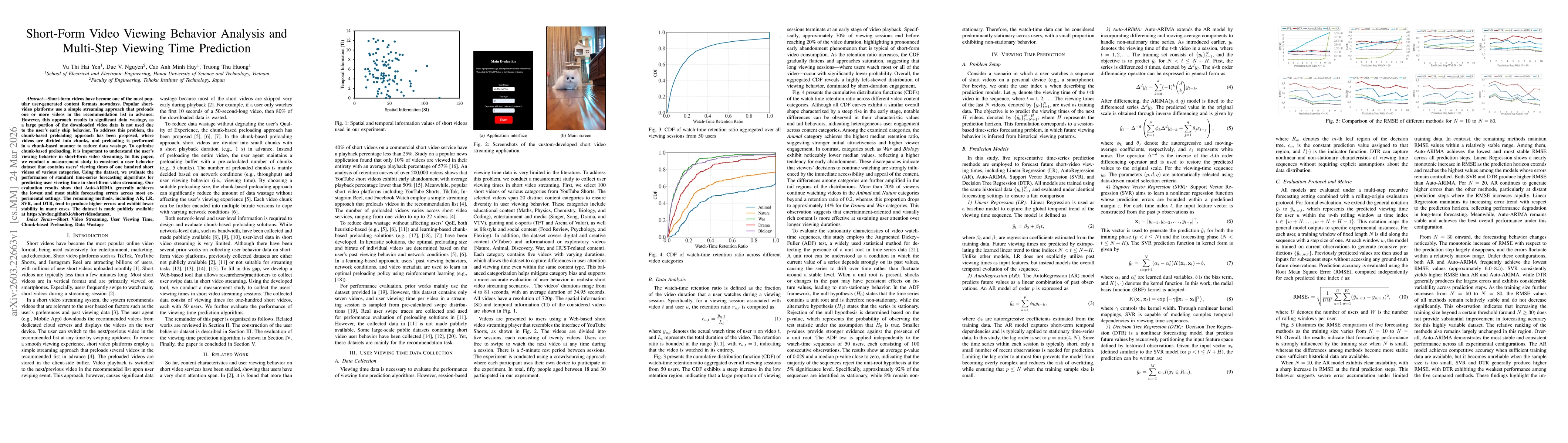 Thumbnail for Short-Form Video Viewing Behavior Analysis and Multi-Step Viewing Time Prediction