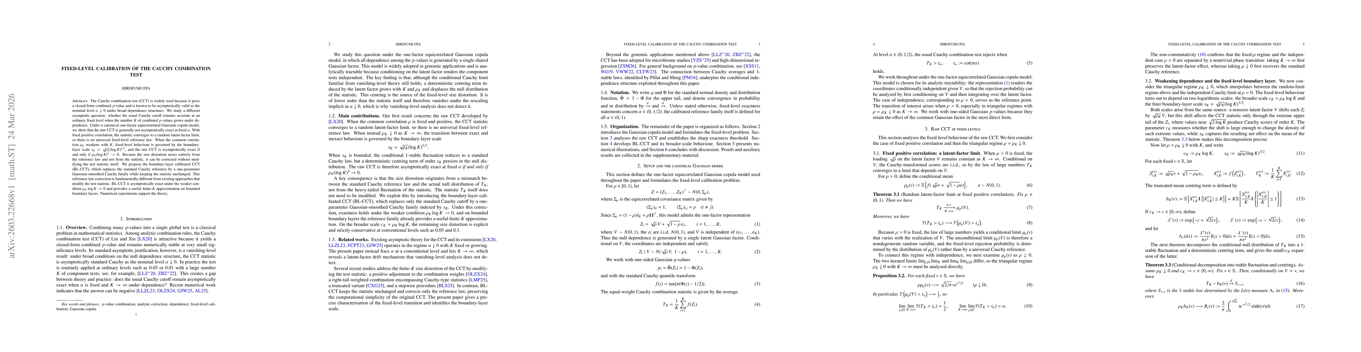 Thumbnail for Fixed-level calibration of the Cauchy combination test