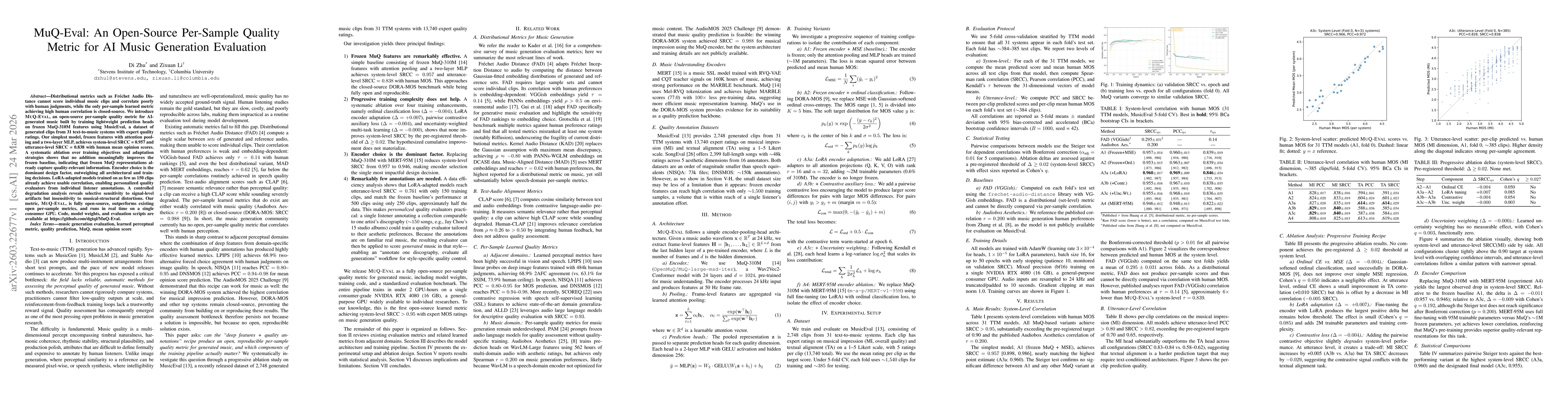 Thumbnail for MuQ-Eval: An Open-Source Per-Sample Quality Metric for AI Music Generation Evaluation