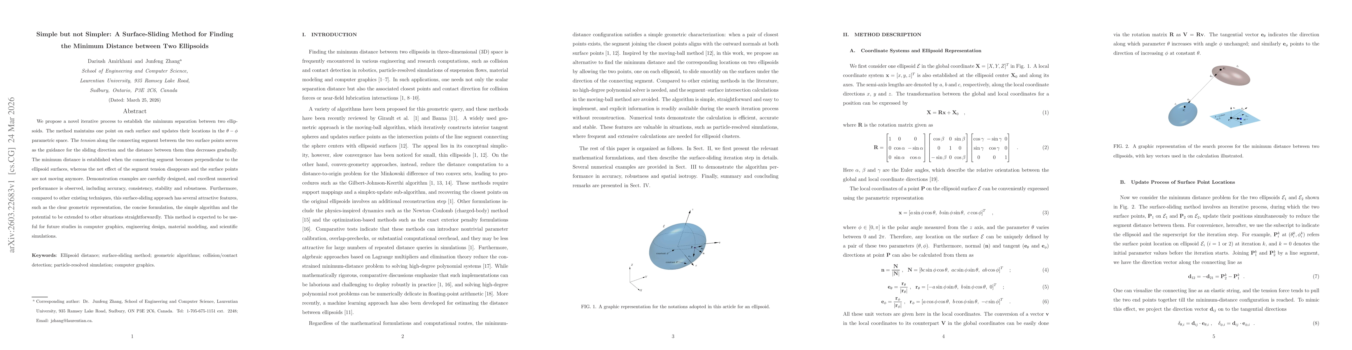 Thumbnail for Simple but not Simpler: A Surface-Sliding Method for Finding the Minimum Distance between Two Ellipsoids