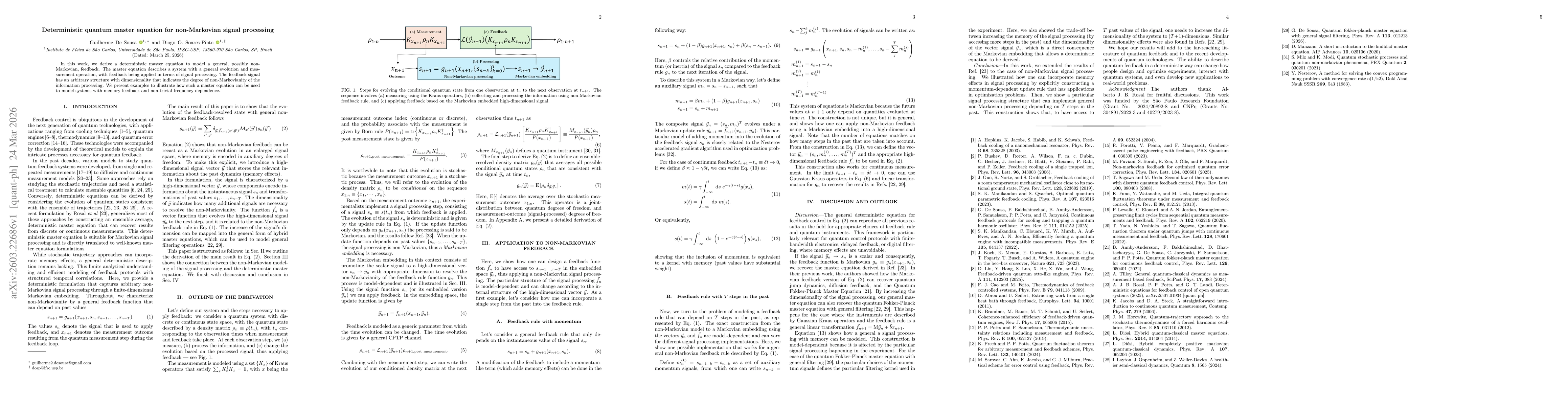 Thumbnail for Deterministic quantum master equation for non-Markovian signal processing