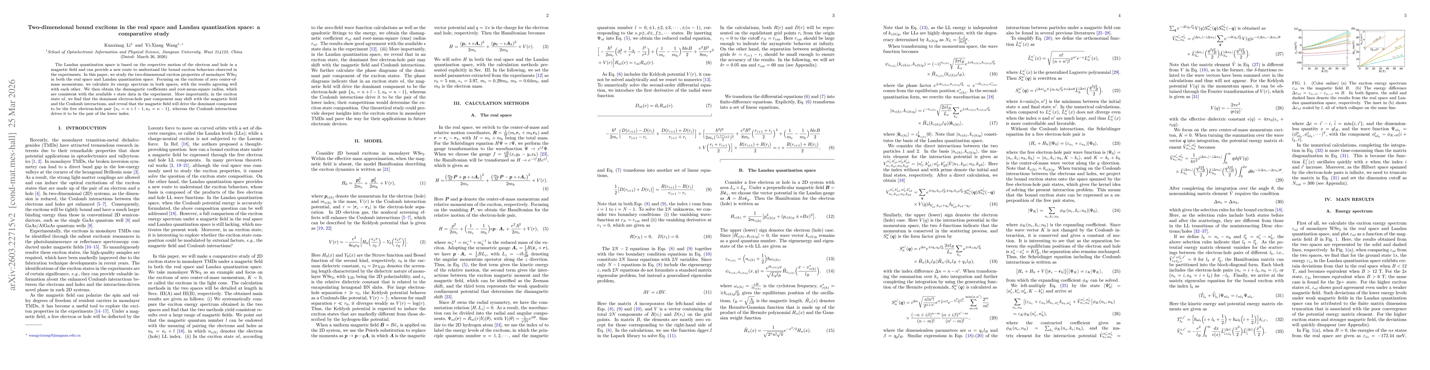 Thumbnail for Two-dimensional bound excitons in the real space and Landau quantization space: a comparative study