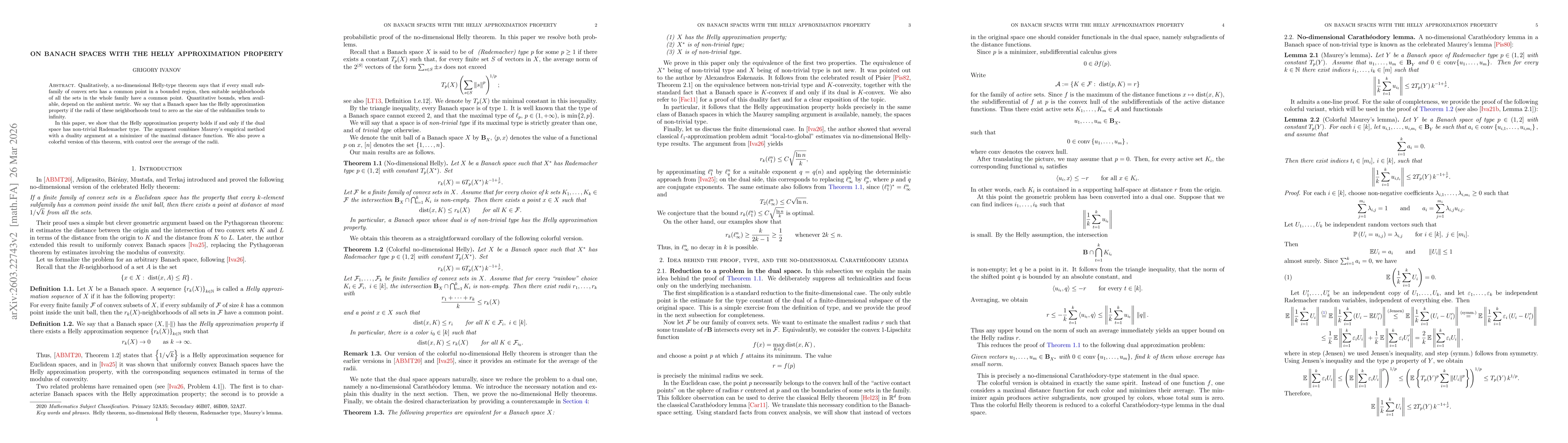 Thumbnail for On Banach Spaces with the Helly Approximation Property