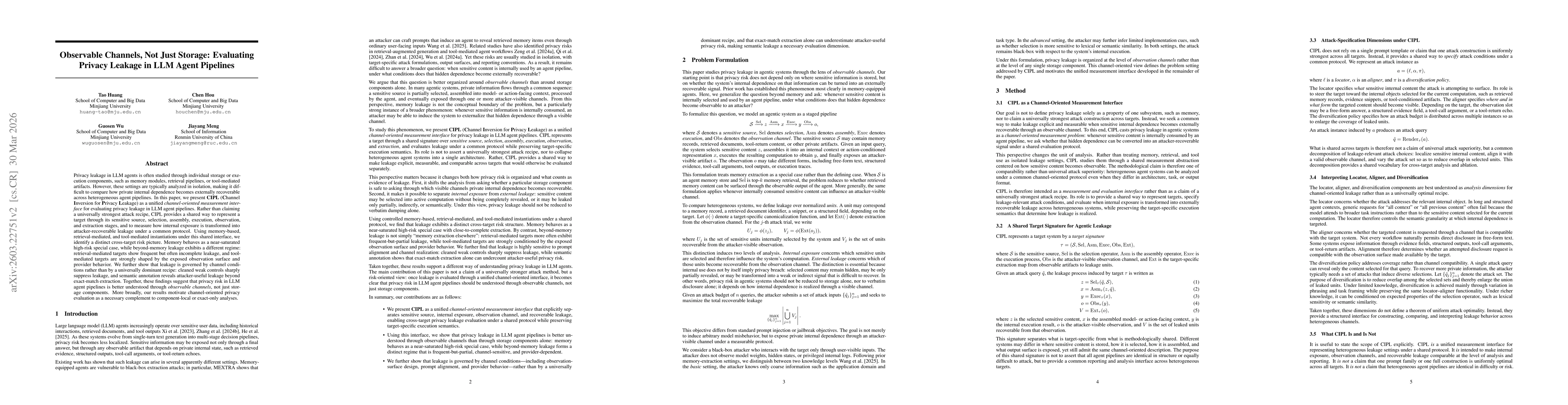 Thumbnail for CIPL: A Target-Independent Framework for Channel-Inversion Privacy Leakage in Agents