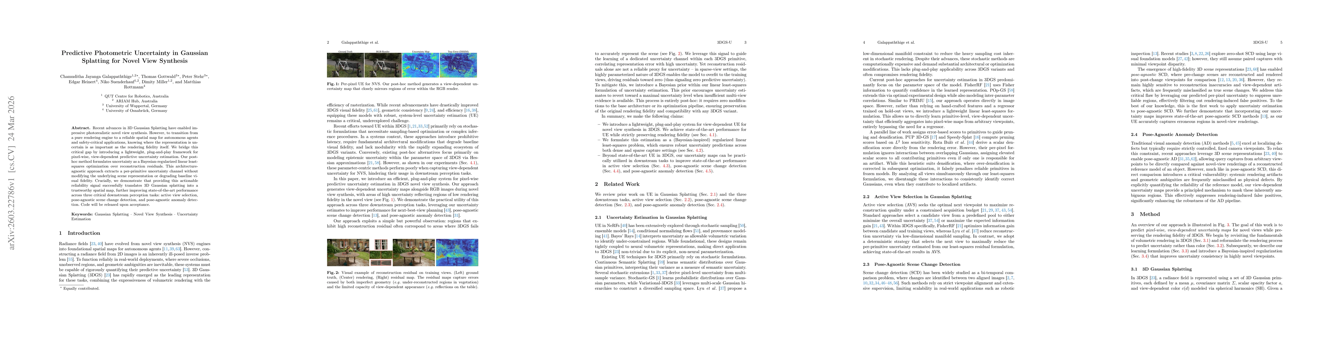 Thumbnail for Predictive Photometric Uncertainty in Gaussian Splatting for Novel View Synthesis