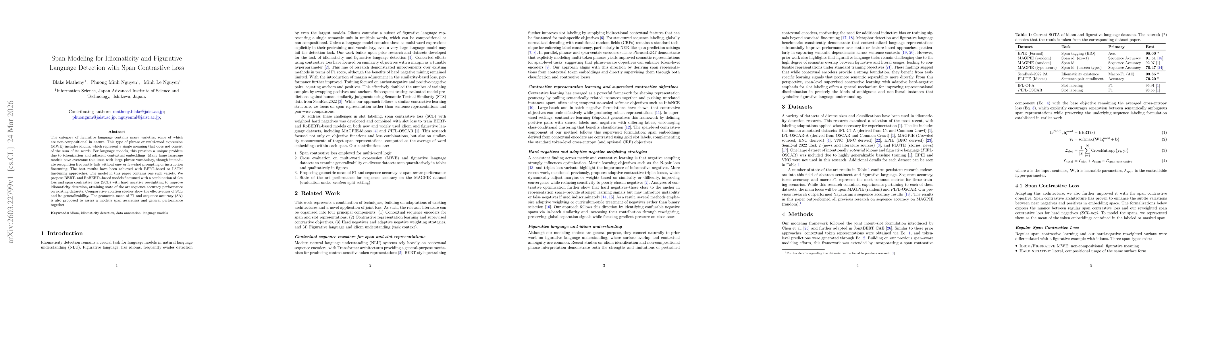 Thumbnail for Span Modeling for Idiomaticity and Figurative Language Detection with Span Contrastive Loss