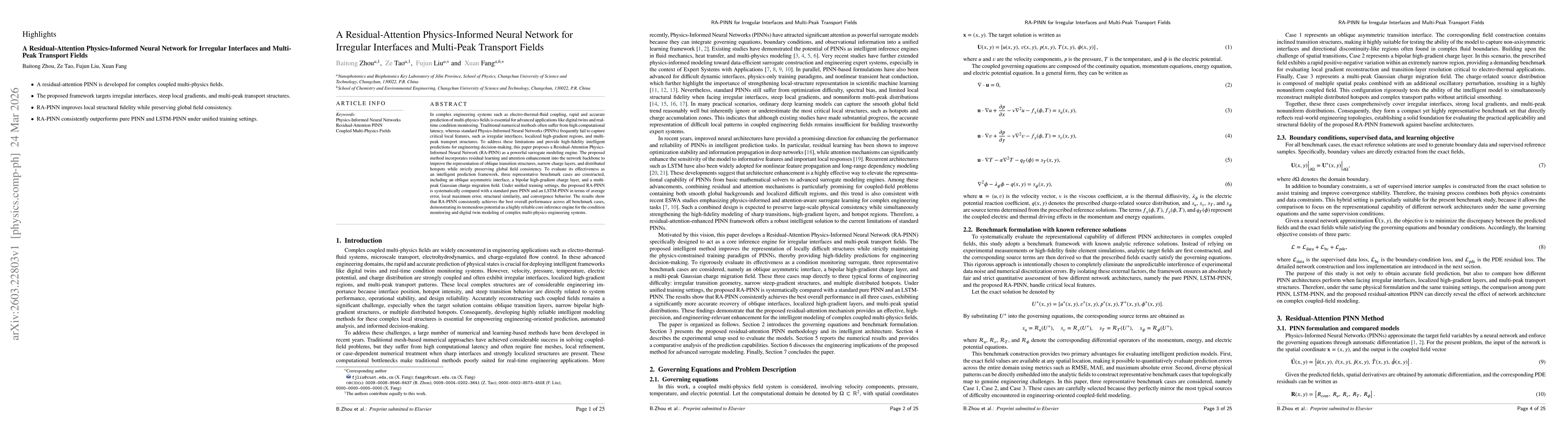 Thumbnail for A Residual-Attention Physics-Informed Neural Network for Irregular Interfaces and Multi-Peak Transport Fields