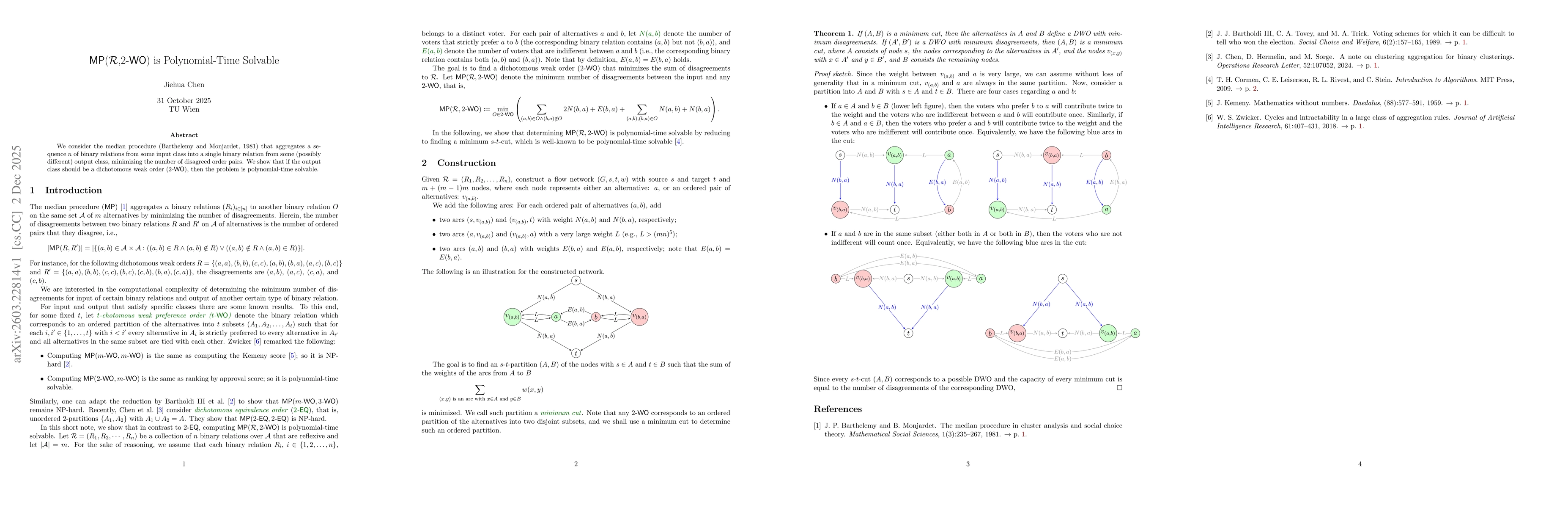 Thumbnail for MP-Aggregation MP(R,2-WO) is Polynomial-Time Solvable When the Output Should Be Dichotomous Weak Preference Order