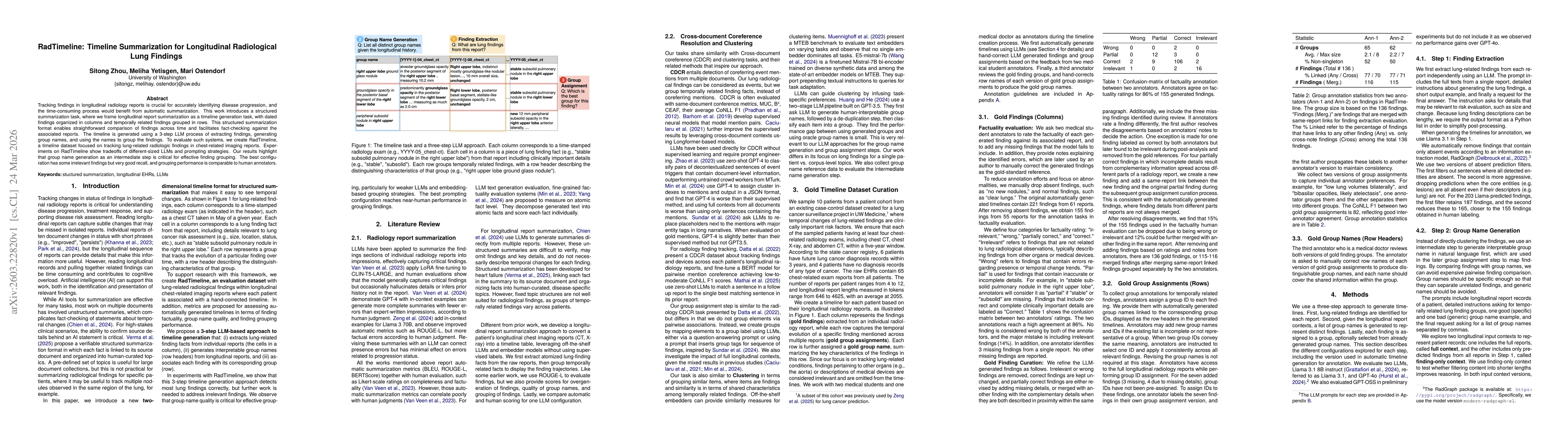 Thumbnail for RadTimeline: Timeline Summarization for Longitudinal Radiological Lung Findings