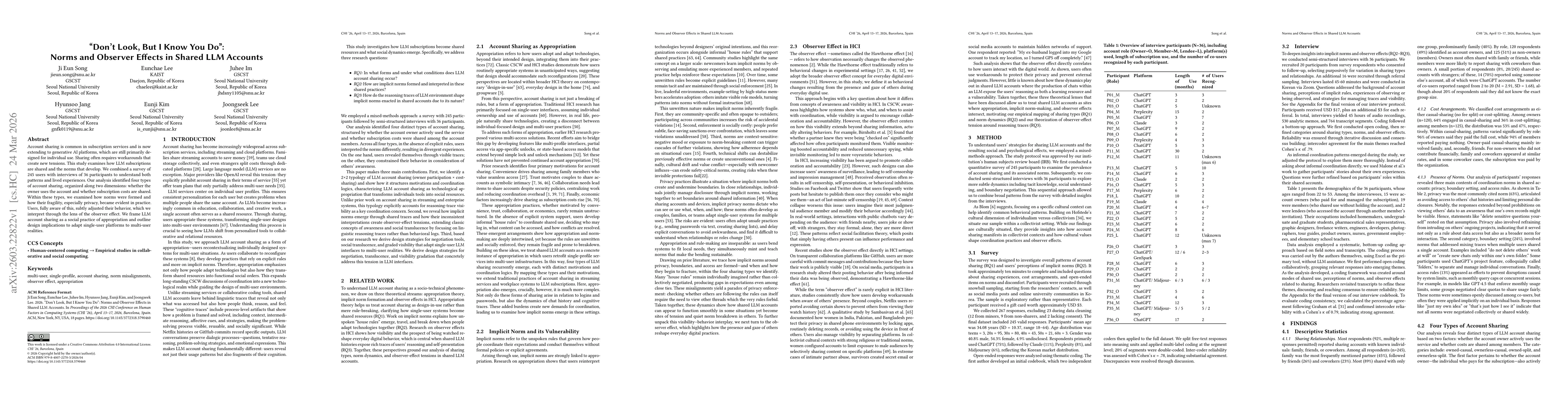 Thumbnail for "Don't Look, But I Know You Do": Norms and Observer Effects in Shared LLM Accounts