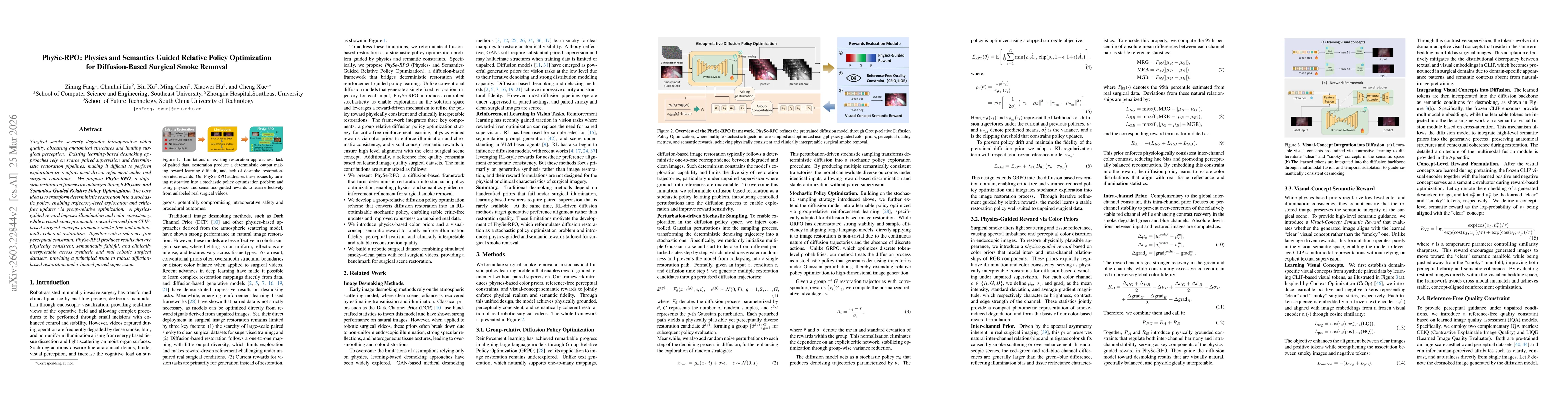 Thumbnail for PhySe-RPO: Physics and Semantics Guided Relative Policy Optimization for Diffusion-Based Surgical Smoke Removal