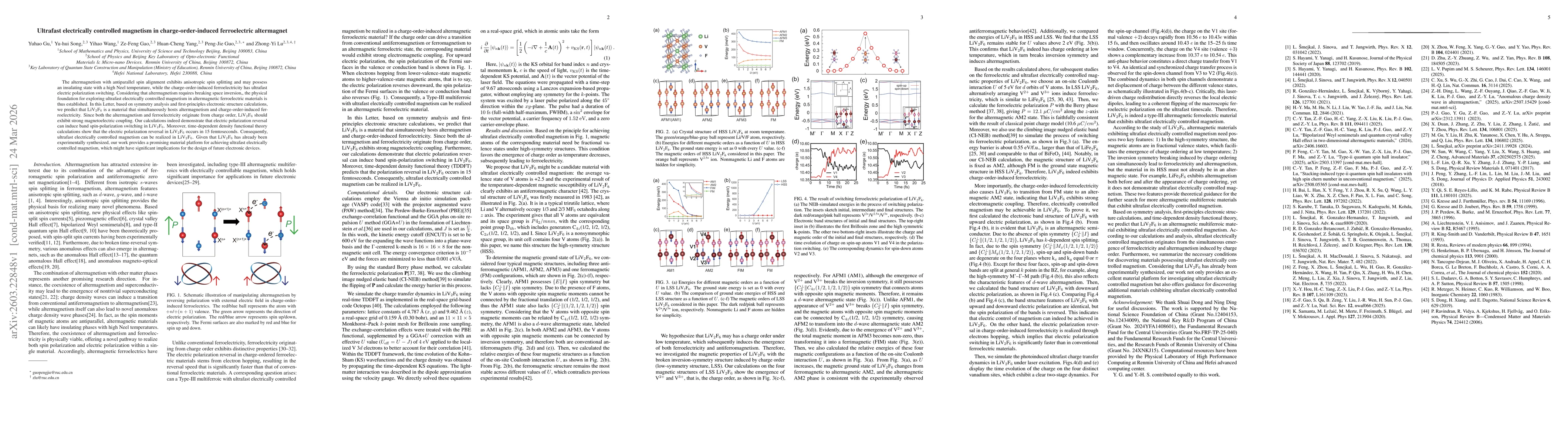 Thumbnail for Ultrafast electrically controlled magnetism in charge-order-induced ferroelectric altermagnet