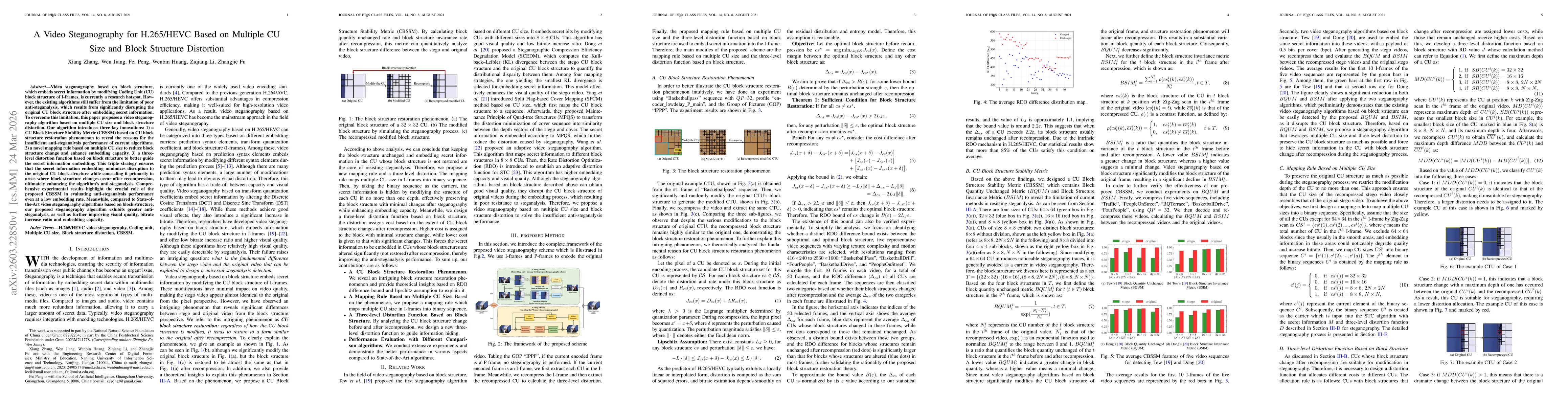 Thumbnail for A Video Steganography for H.265/HEVC Based on Multiple CU Size and Block Structure Distortion