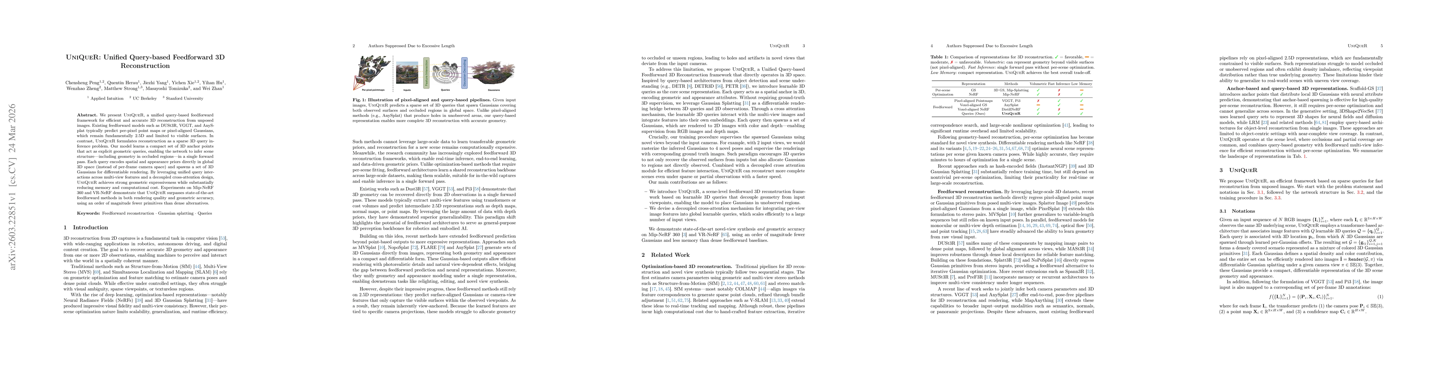 Thumbnail for UniQueR: Unified Query-based Feedforward 3D Reconstruction