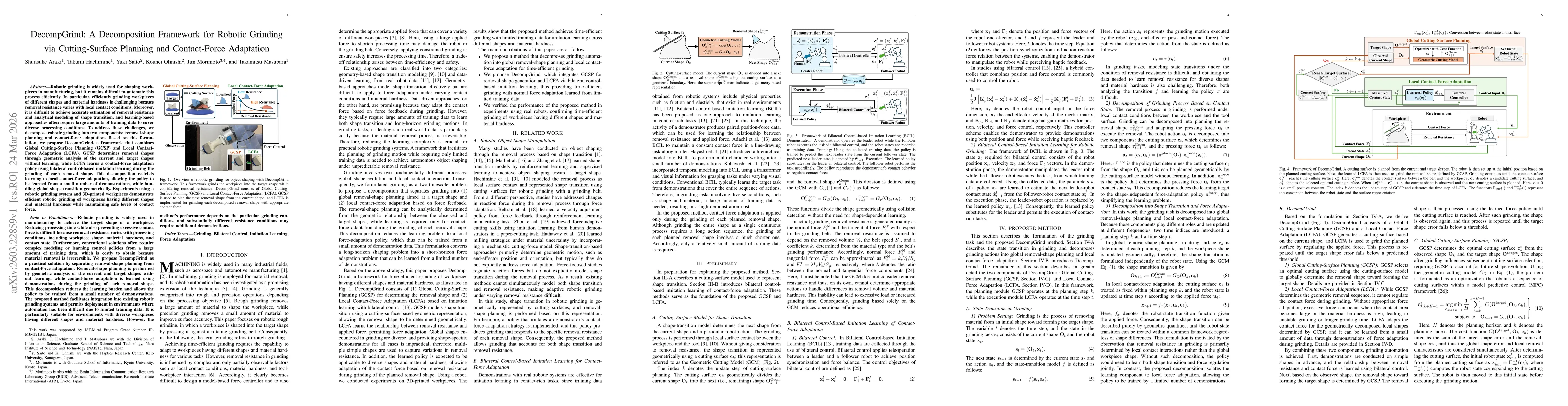 Thumbnail for DecompGrind: A Decomposition Framework for Robotic Grinding via Cutting-Surface Planning and Contact-Force Adaptation