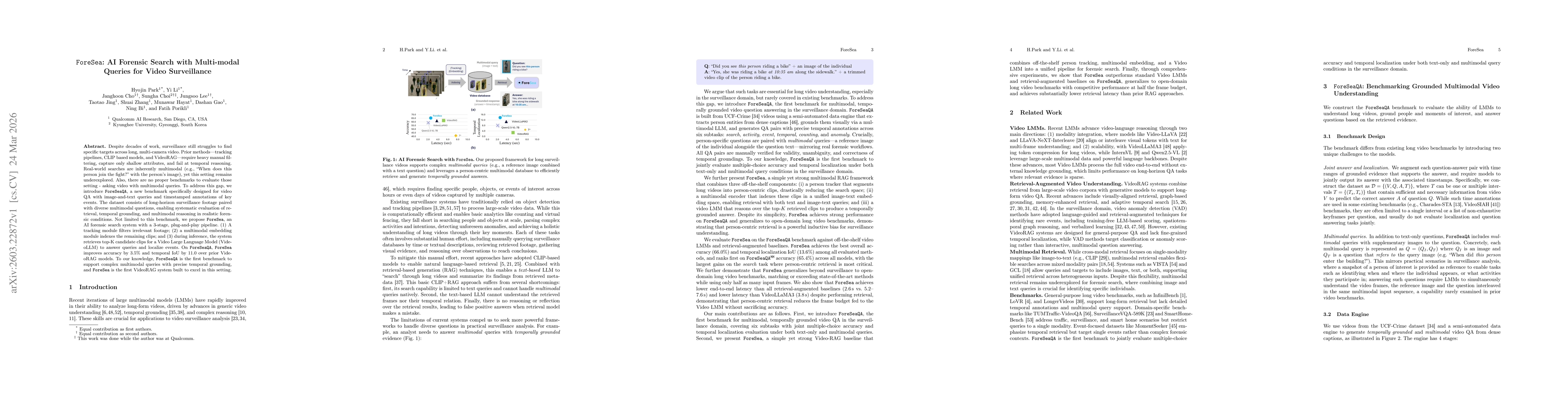 Thumbnail for ForeSea: AI Forensic Search with Multi-modal Queries for Video Surveillance