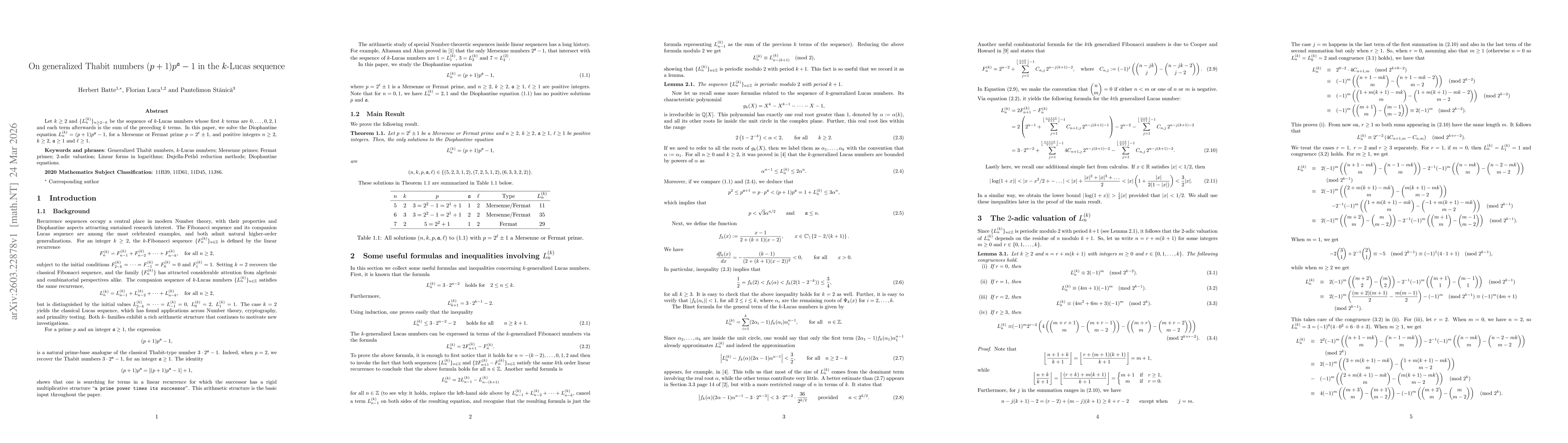 Thumbnail for On generalized Thabit numbers $(p+1)p^\mathfrak{a}-1$ in the $k$-Lucas sequence