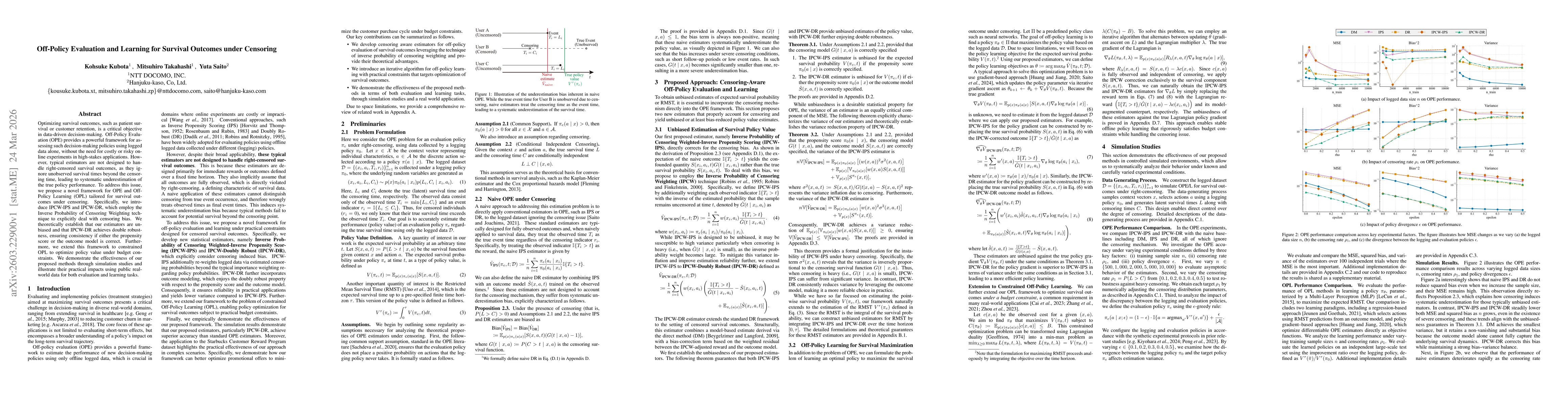 Thumbnail for Off-Policy Evaluation and Learning for Survival Outcomes under Censoring