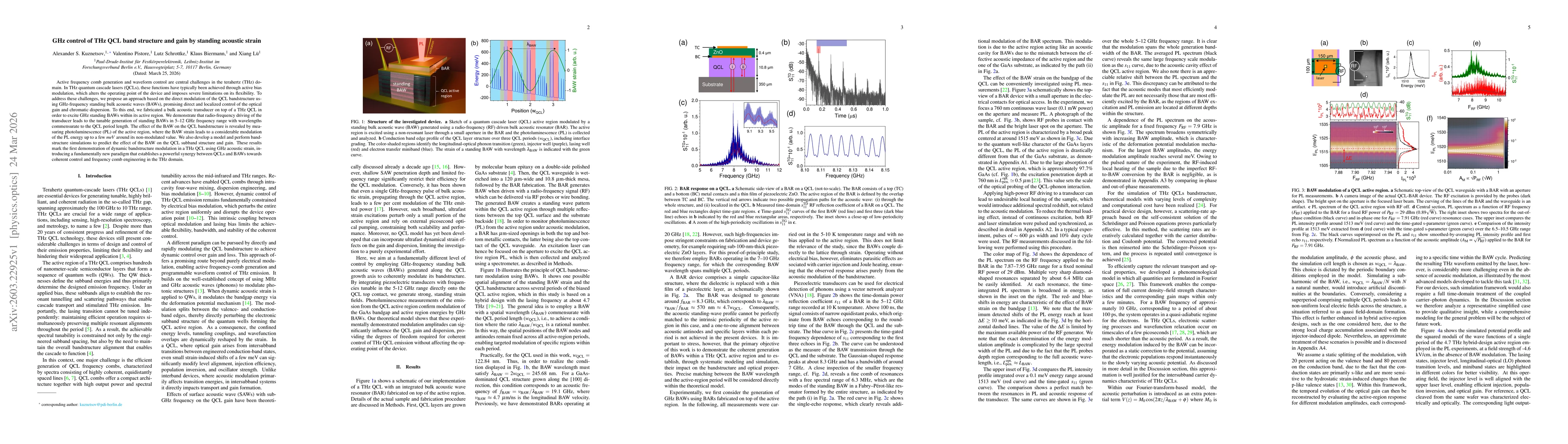 Thumbnail for GHz control of THz QCL band structure and gain by standing acoustic strain