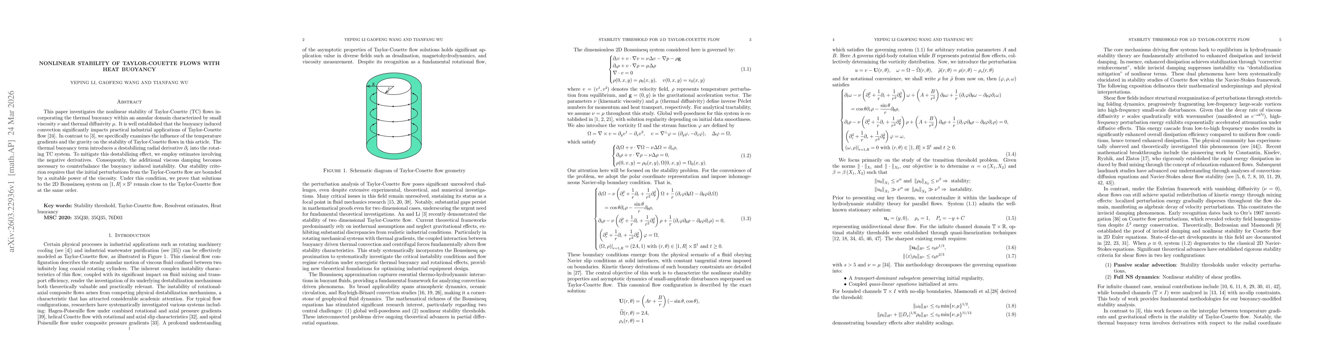 Thumbnail for Nonlinear Stability of Taylor-Couette Flows with Heat Buoyancy