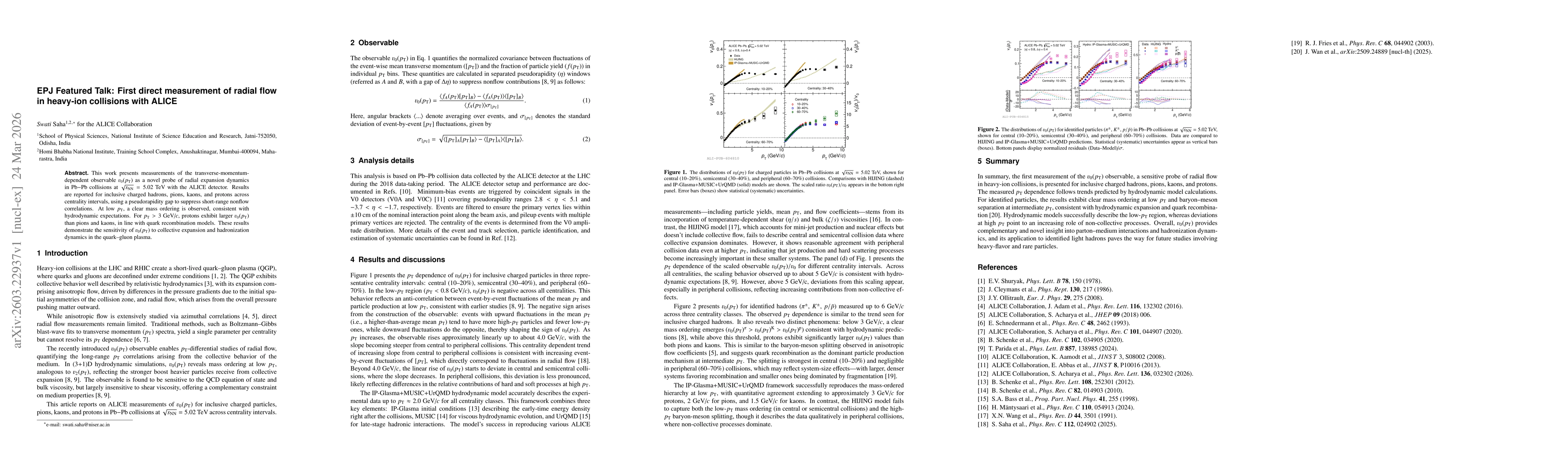 Thumbnail for EPJ Featured Talk: First direct measurement of radial flow in heavy-ion collisions with ALICE