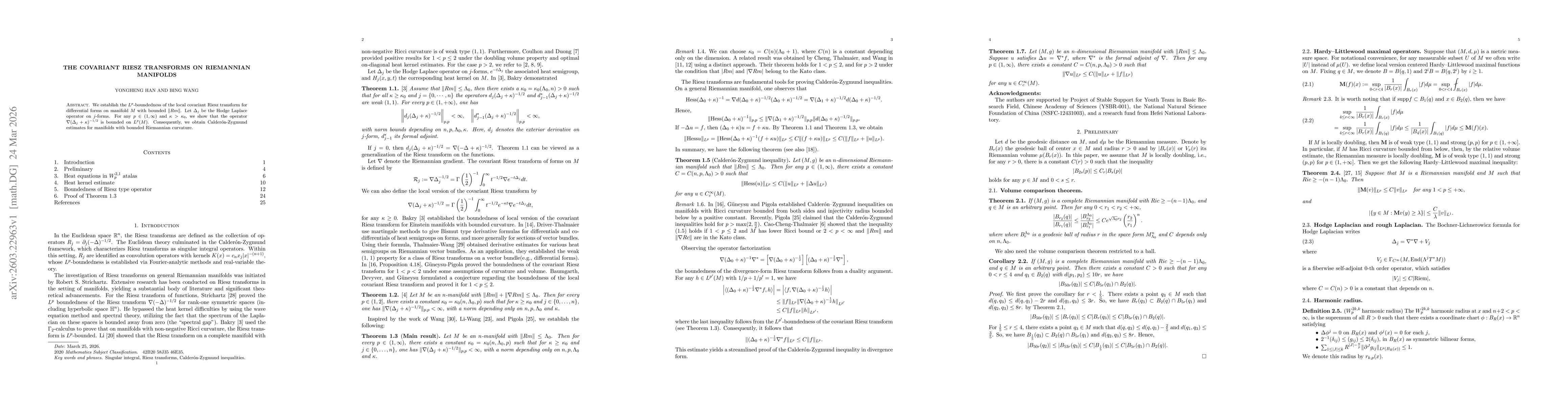Thumbnail for The Covariant Riesz Transforms on Riemannian Manifolds