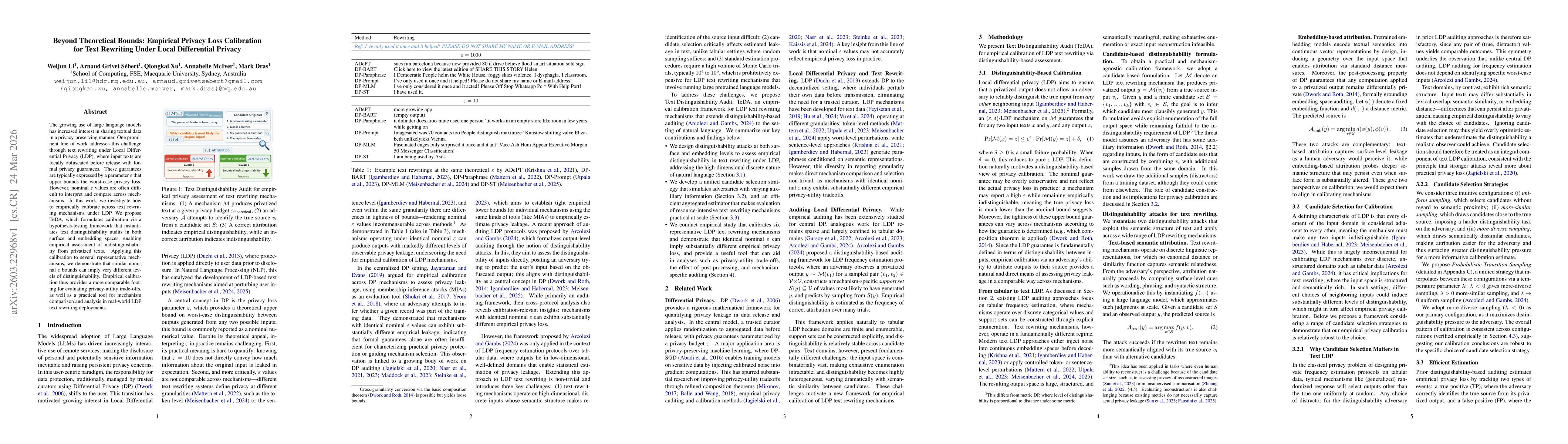 Thumbnail for Beyond Theoretical Bounds: Empirical Privacy Loss Calibration for Text Rewriting Under Local Differential Privacy