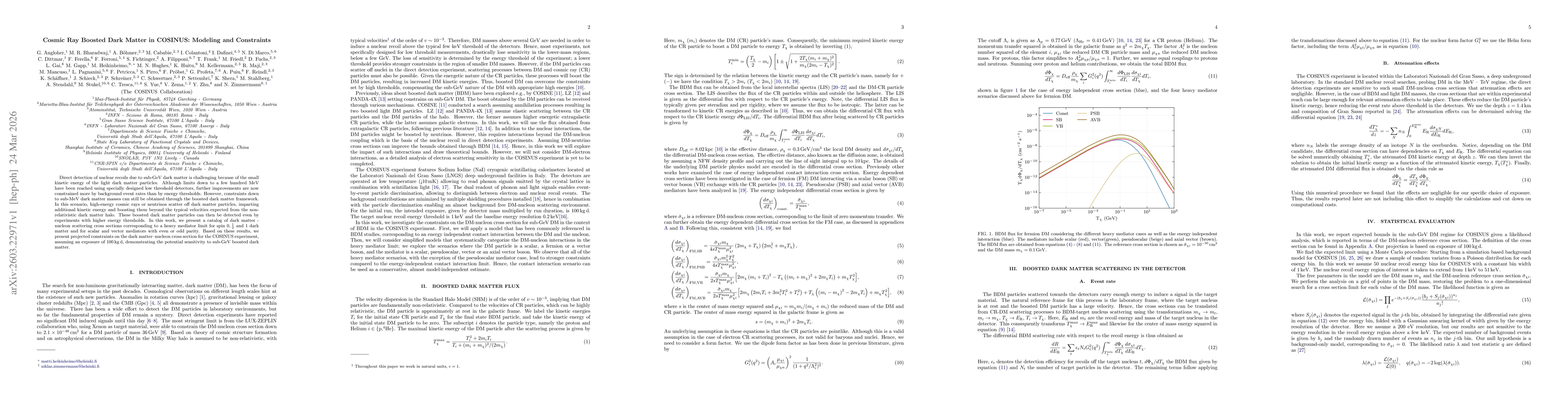 Thumbnail for Cosmic Ray Boosted Dark Matter in COSINUS: Modeling and Constraints