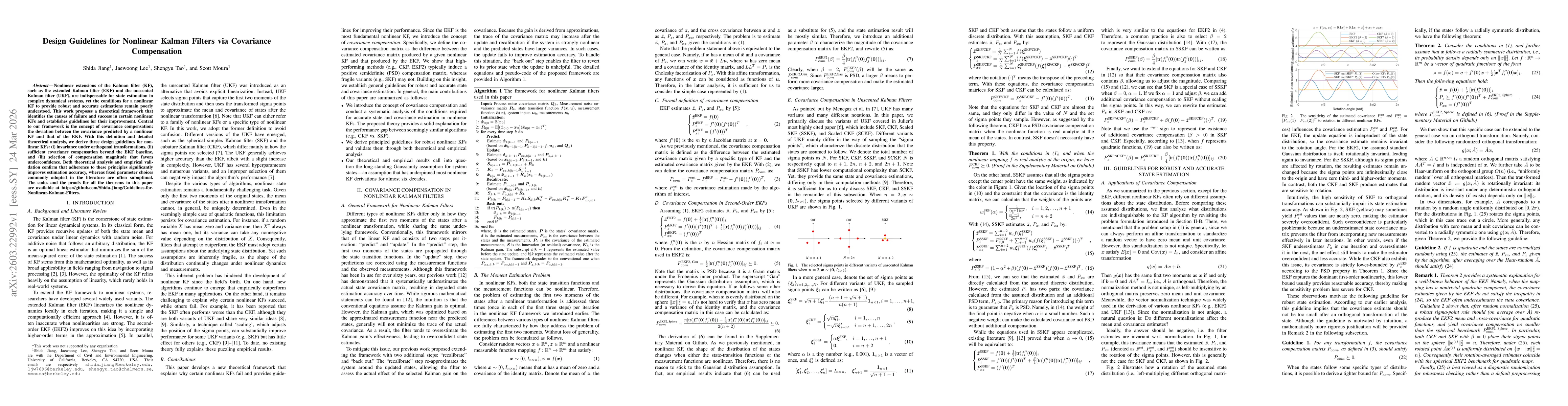 Thumbnail for Design Guidelines for Nonlinear Kalman Filters via Covariance Compensation