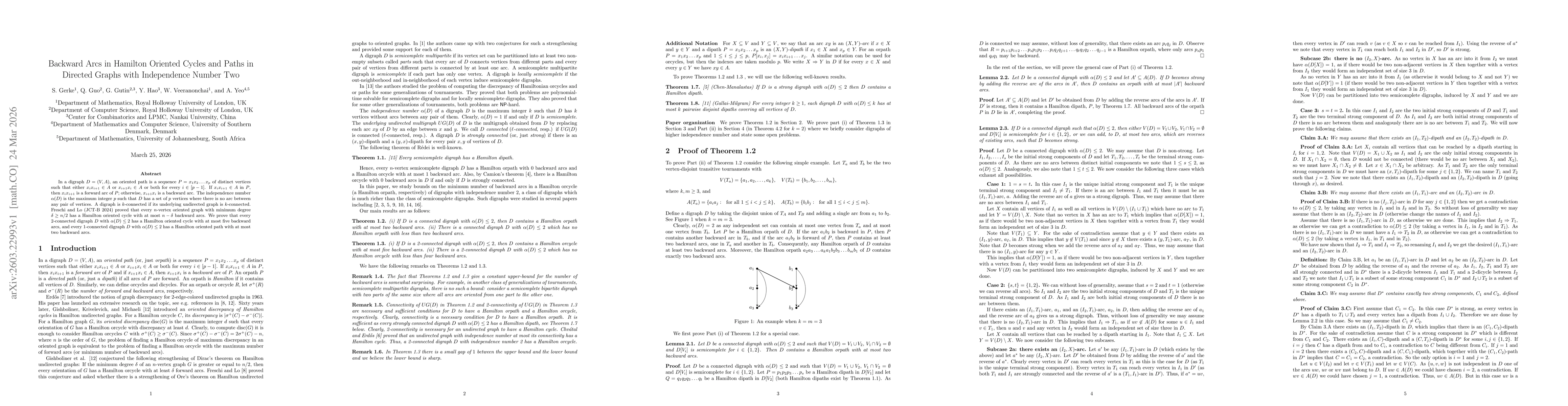 Thumbnail for Backward Arcs in Hamilton Oriented Cycles and Paths in Directed Graphs with Independence Number Two