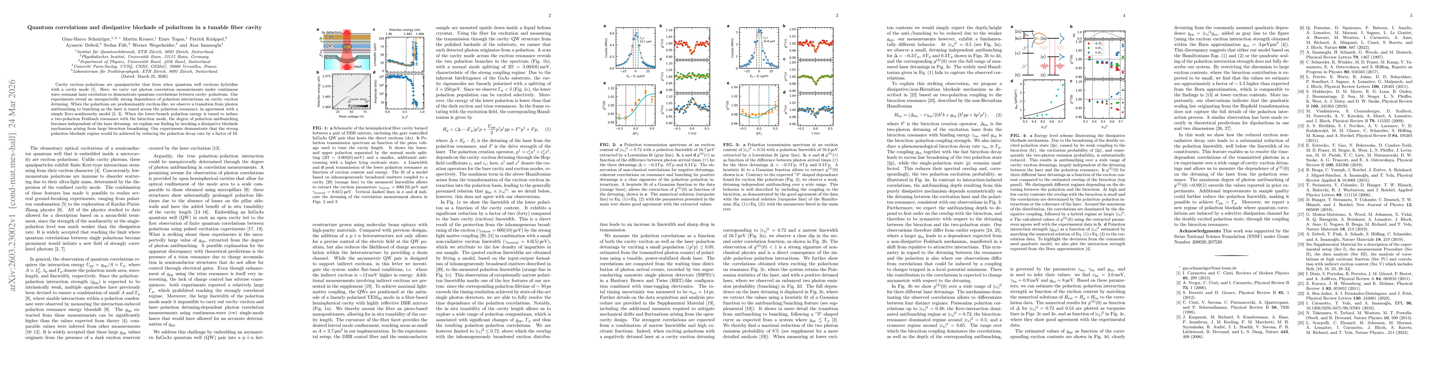 Thumbnail for Quantum correlations and dissipative blockade of polaritons in a tunable fiber cavity