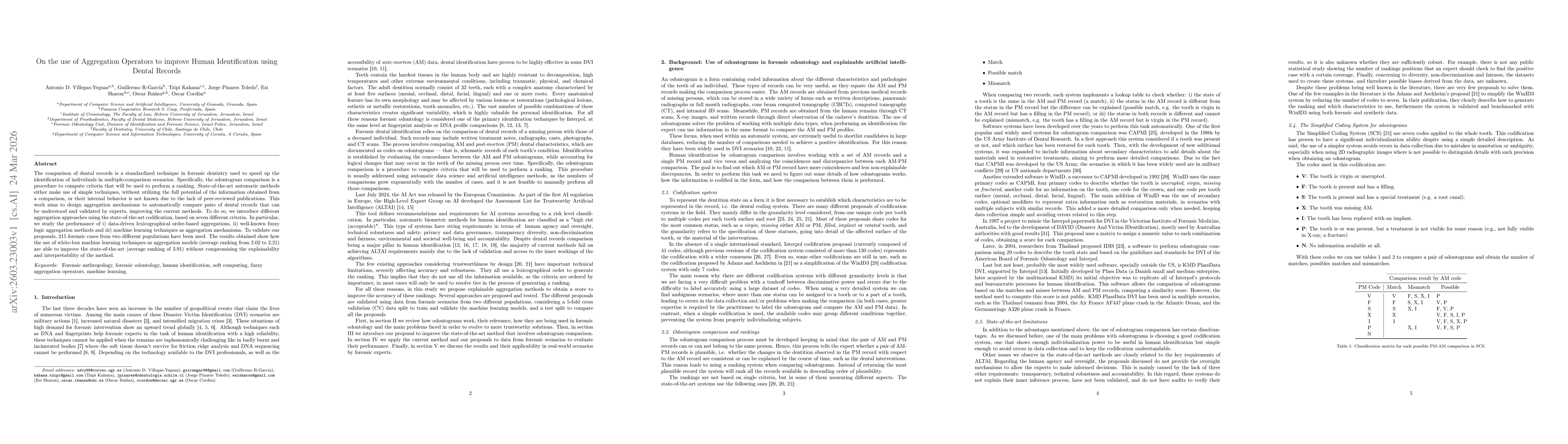 Thumbnail for On the use of Aggregation Operators to improve Human Identification using Dental Records