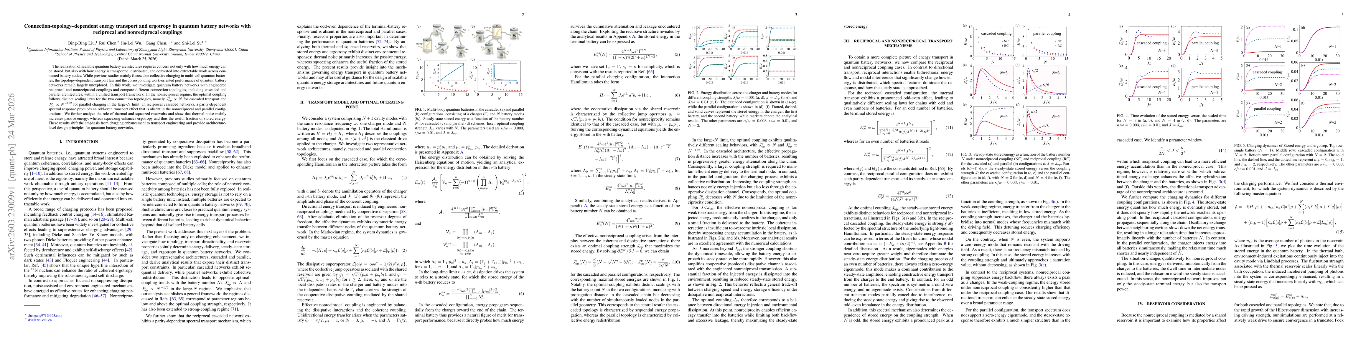 Thumbnail for Connection-topology--dependent energy transport and ergotropy in quantum battery networks with reciprocal and nonreciprocal couplings