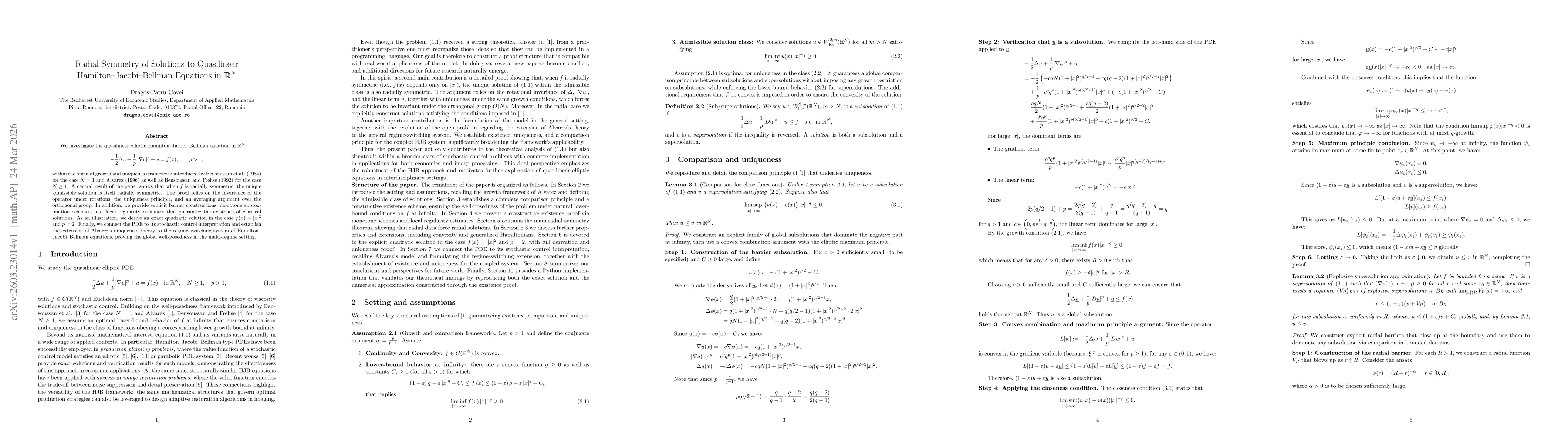 Thumbnail for Radial Symmetry of Solutions to Quasilinear Hamilton--Jacobi--Bellman Equations in $\mathbb{R}^N$