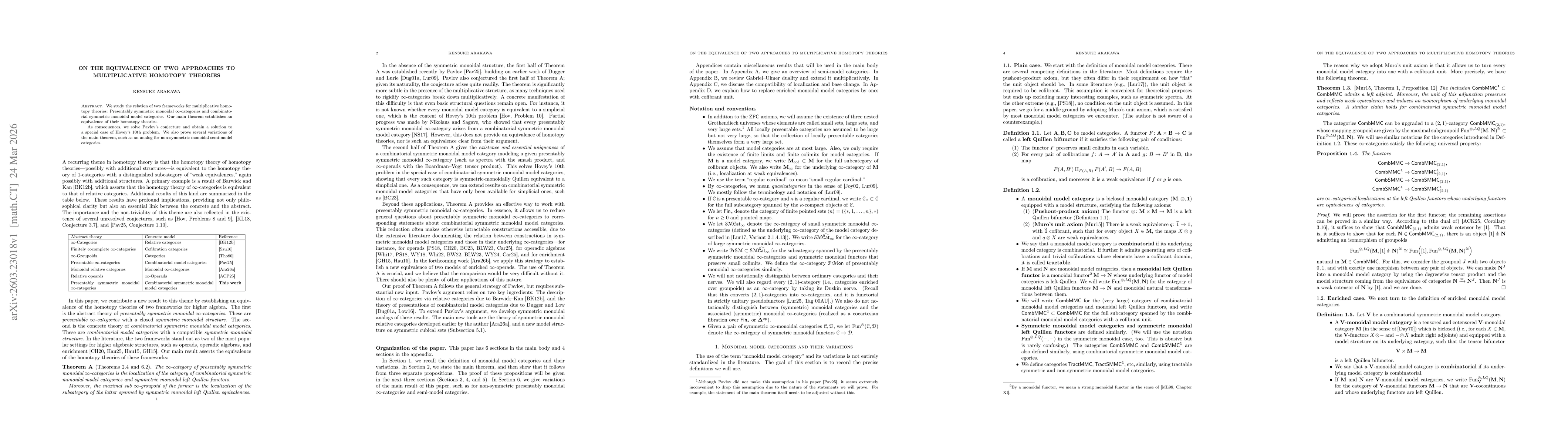 Thumbnail for On the equivalence of two approaches to multiplicative homotopy theories