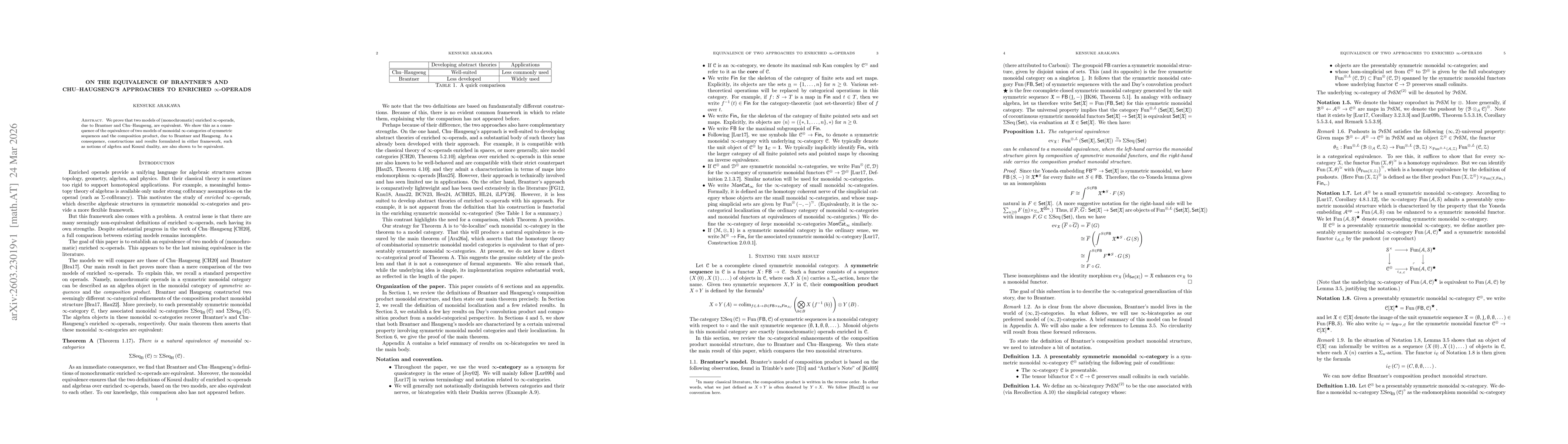 Thumbnail for On the equivalence of Brantner's and Chu--Haugseng's approaches to enriched $\infty$-operads