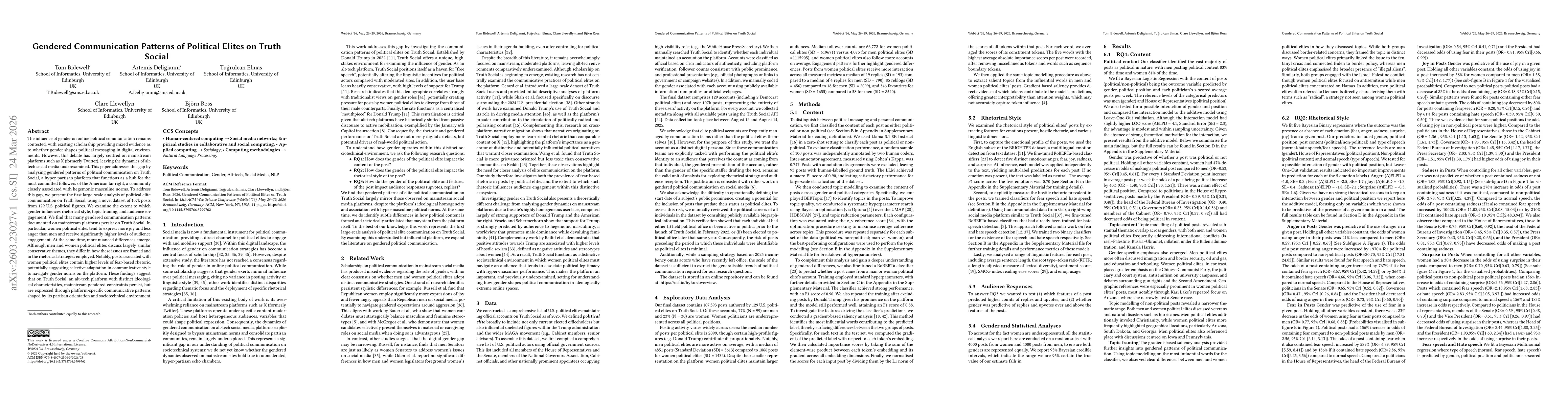 Thumbnail for Gendered Communication Patterns of Political Elites on Truth Social