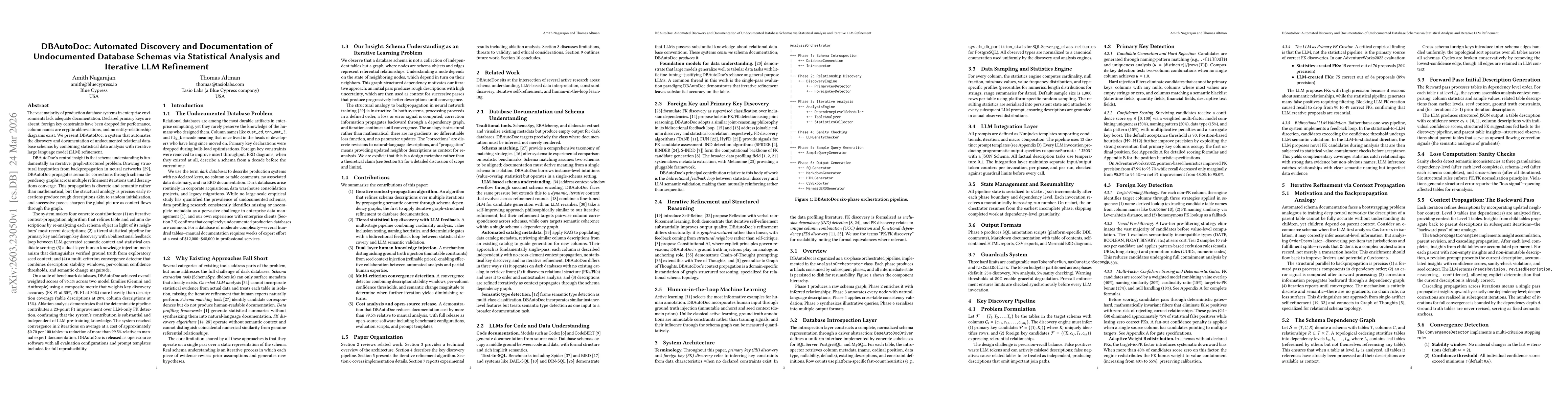 Thumbnail for DBAutoDoc: Automated Discovery and Documentation of Undocumented Database Schemas via Statistical Analysis and Iterative LLM Refinement