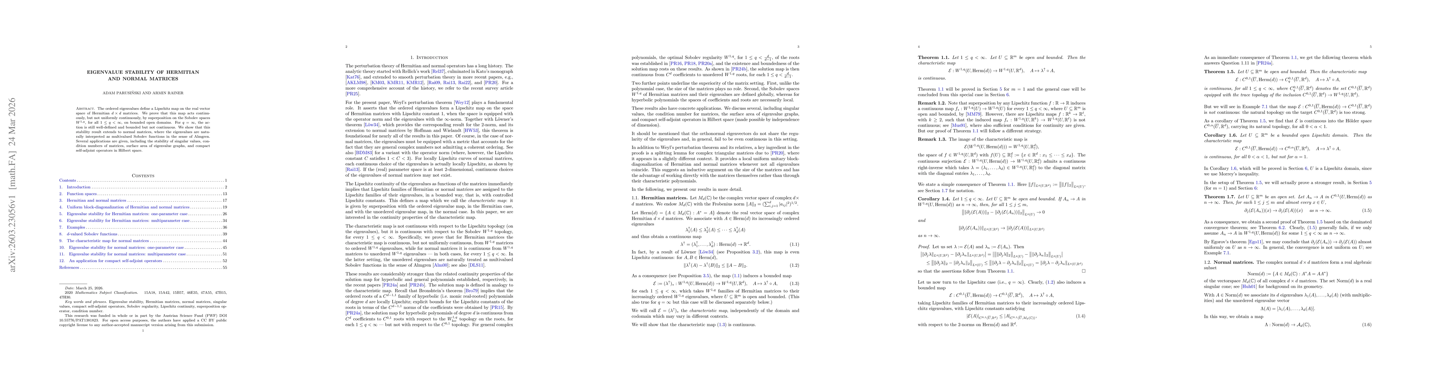 Thumbnail for Eigenvalue stability of Hermitian and normal matrices