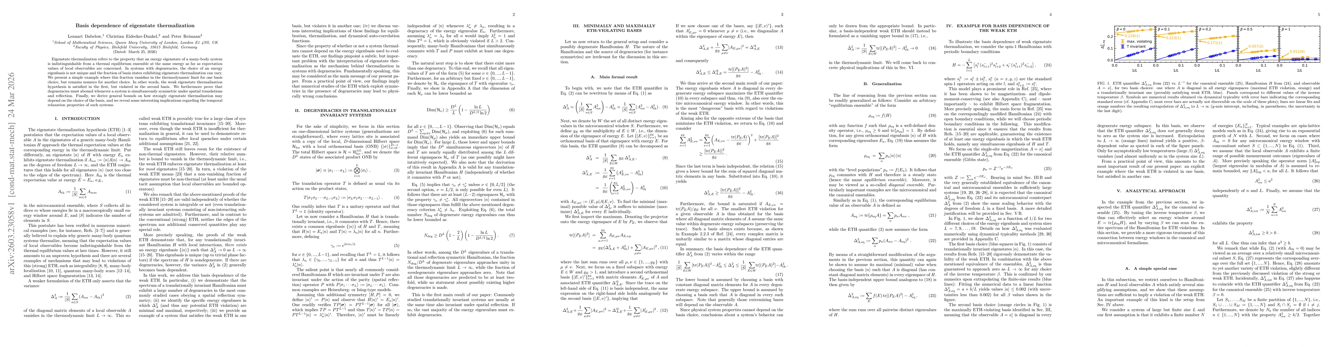Thumbnail for Basis dependence of eigenstate thermalization