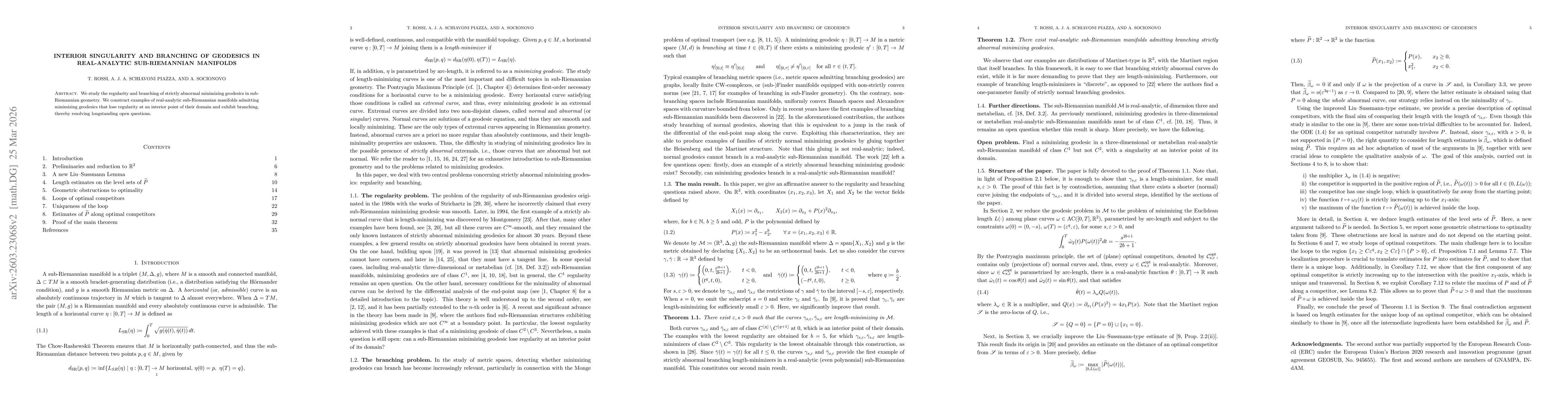 Thumbnail for Interior singularity and branching of geodesics in real-analytic sub-Riemannian manifolds
