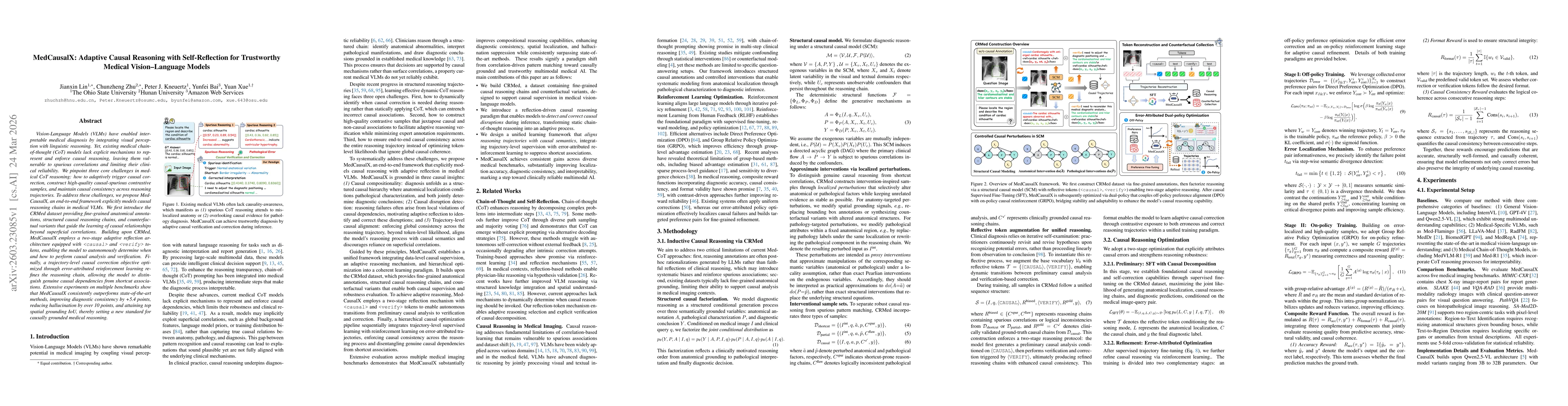Thumbnail for MedCausalX: Adaptive Causal Reasoning with Self-Reflection for Trustworthy Medical Vision-Language Models